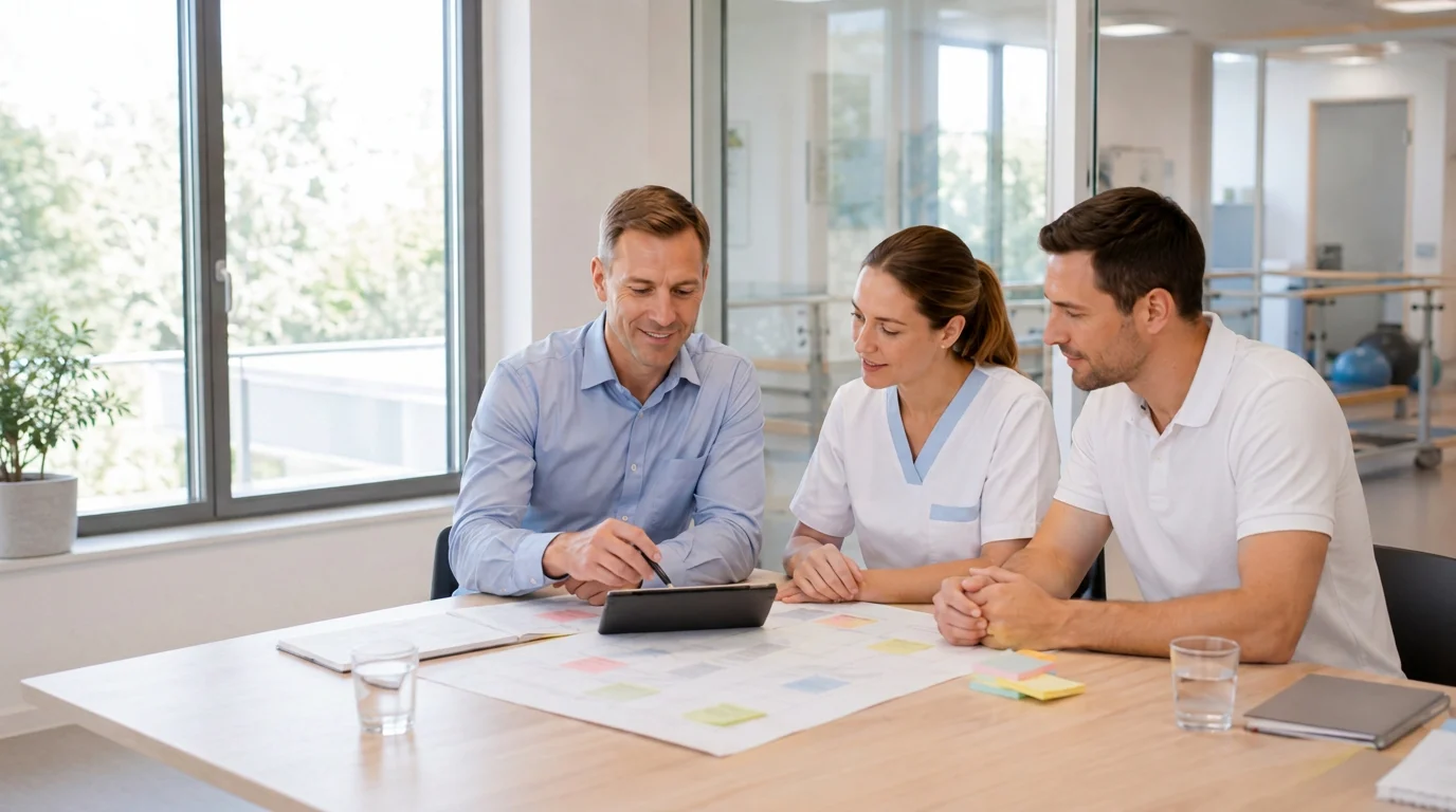 Workshop zwischen Klinikteam und Projektverantwortlichen während der Einführung