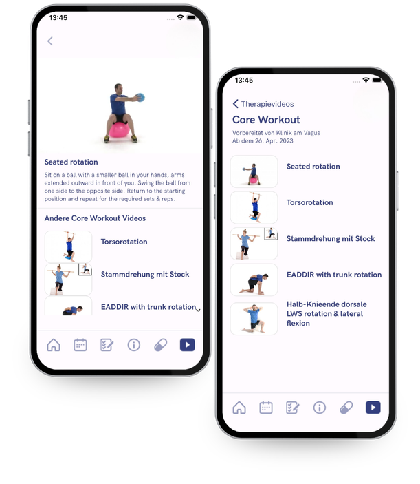 VagusApp Ansicht mit Dokumenten und Nachsorgeinformationen nach dem Aufenthalt