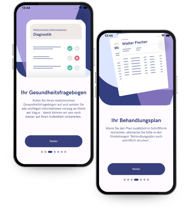 VagusApp Ansicht zur Vorbereitung vor dem Aufenthalt