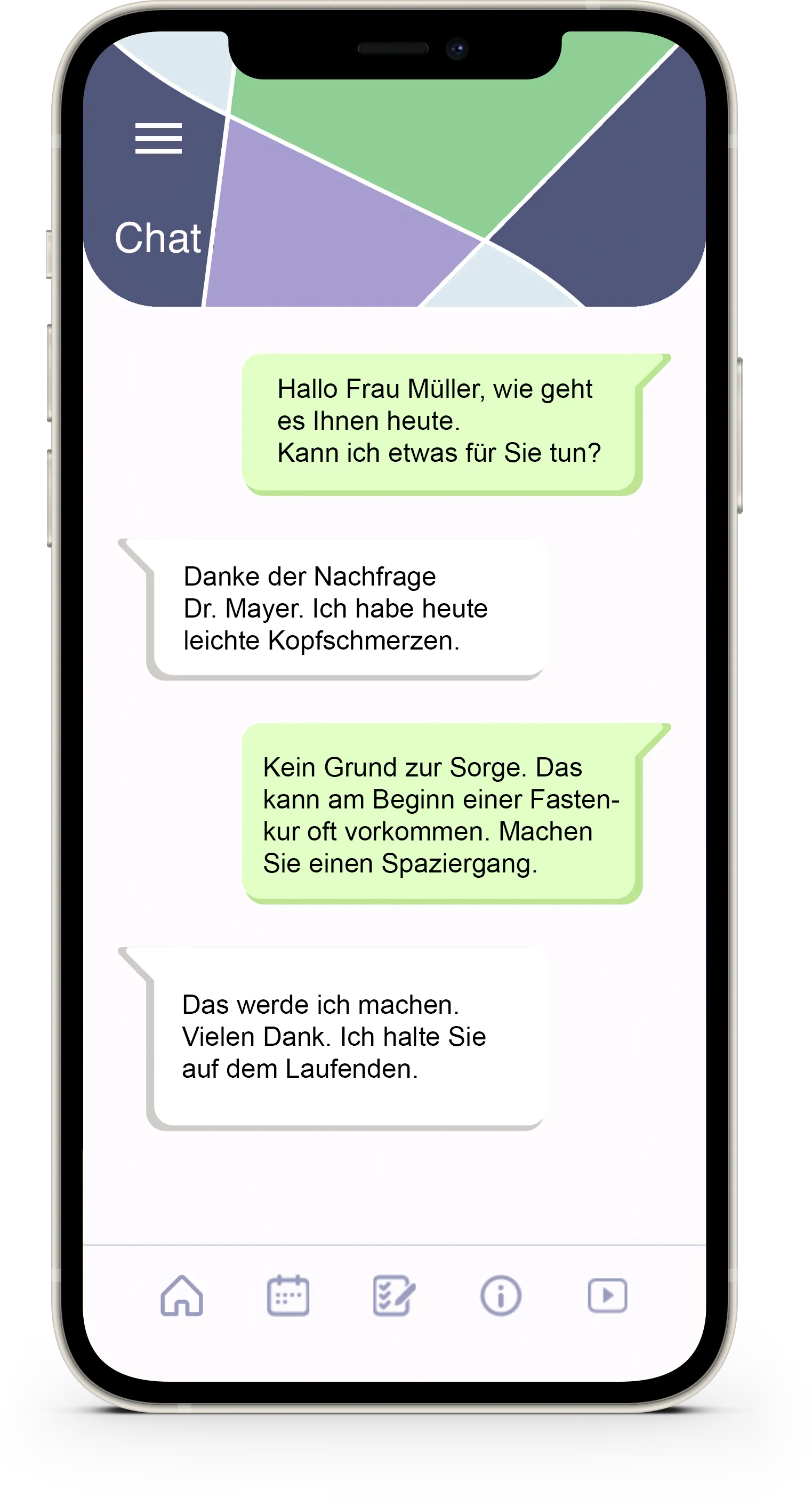 Pflegekraft spricht mit Patientin in einer modernen Reha-Klinik