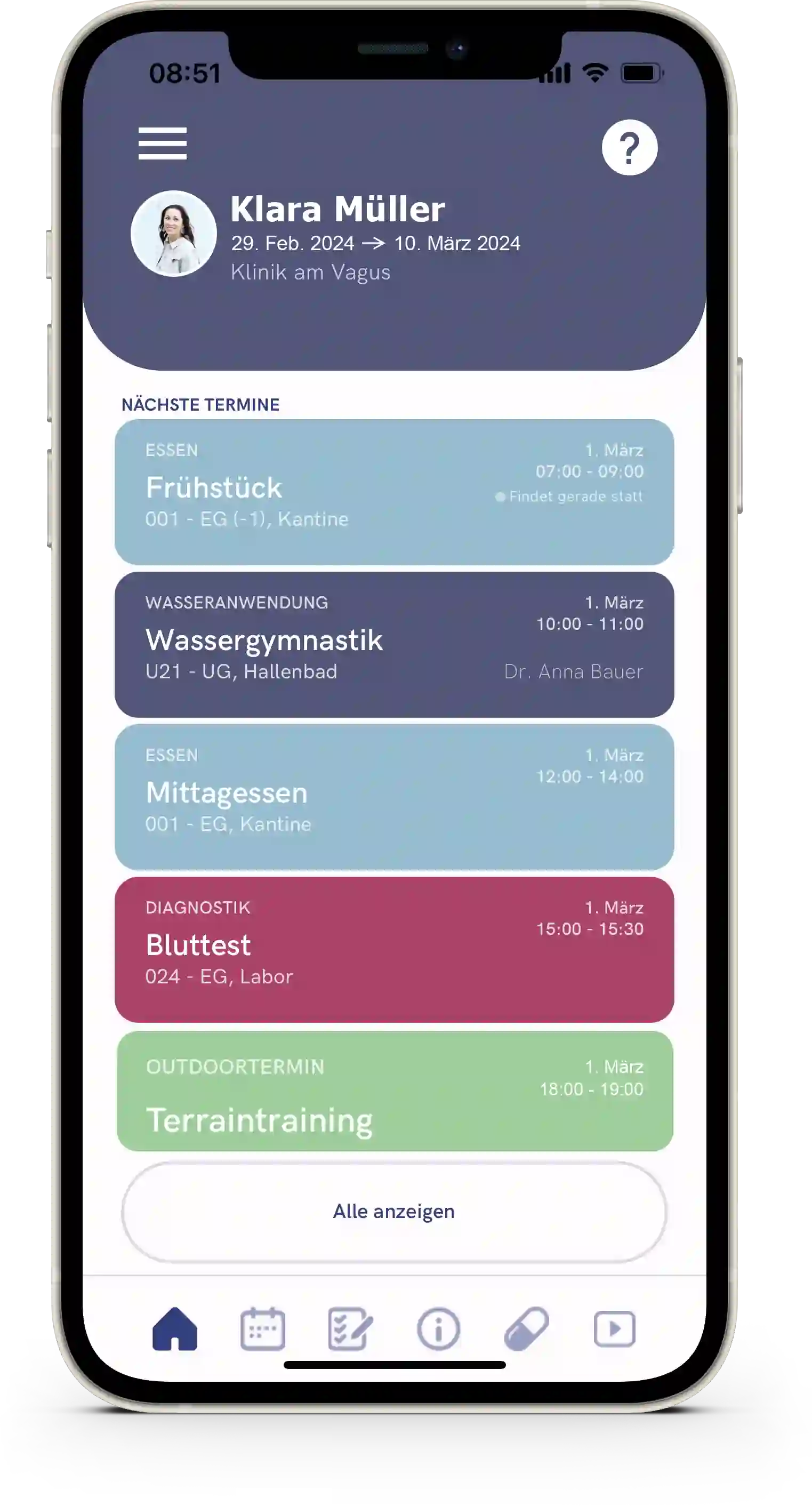 VagusApp Dashboard Übersicht für Patient:innen